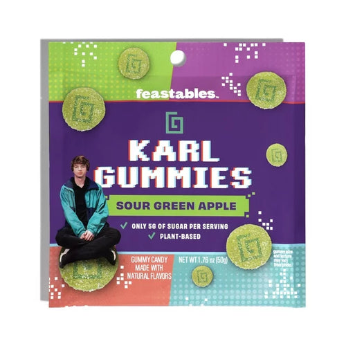 Feastables Karl Gummy Candy Sour Green Apple, 1.8 oz (50g), 1 Bag