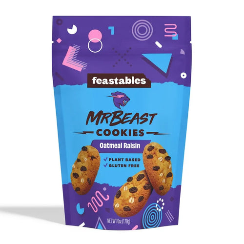 Feastables MrBeast Oatmeal Raisin Cookies, 6 oz, 1 Bag
