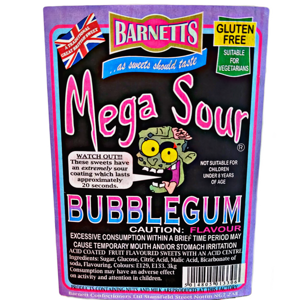Mega Sour Bubble Gum 2.5oz