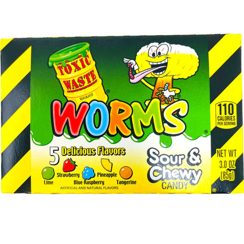 Toxic Waste Sour & Chewy Worms 3oz (Theater Box)