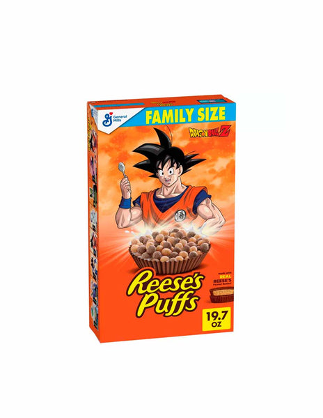 Dragon Ball Z Edition REESE's PUFFS Chocolatey Peanut Butter Cereal, Kid Breakfast Cereal, Family Size, 19.7 oz