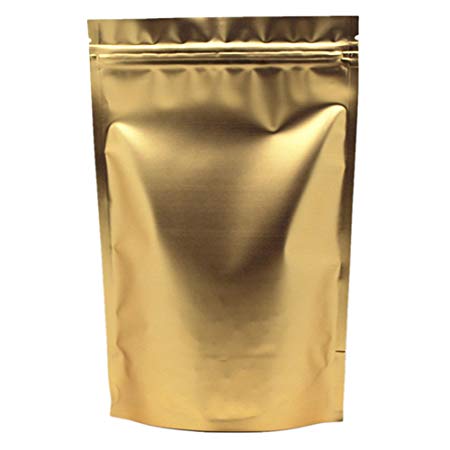 Zip Lock Stand Up Pouches Aluminum Foil Coffee Bags Large Reusable Golden Bag for Food Storage