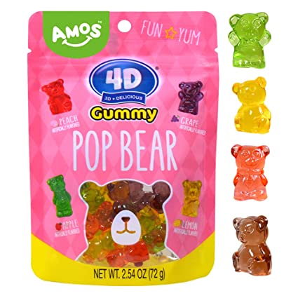 Amos 4D Gummy Bears - Bears with REAL Lemon Grape Apple Juice 2.54oz