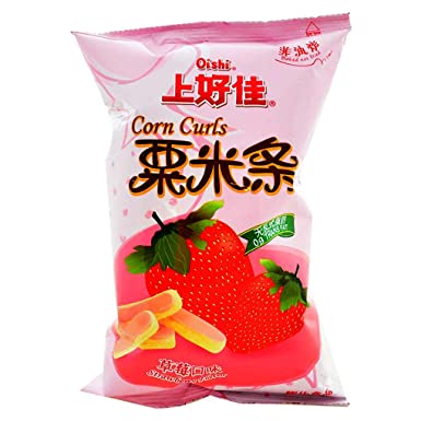 OISHI Corn Curls (Strawberry Flavor) 40g