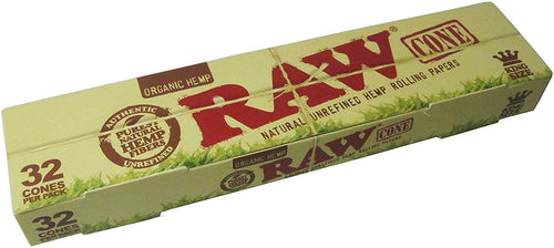 Raw Organic Hemp King Size Cones - 32/PK