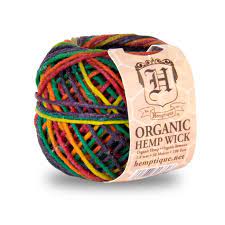 Hemptique Beeswaxed Hemp Core (Hemp Wick) - 200 feet - Rainbow