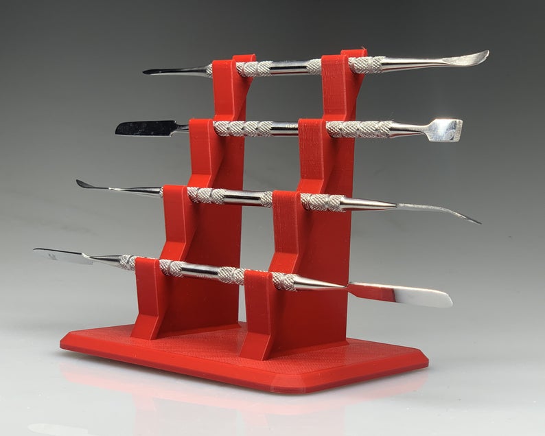 Quad-Tiered Dab Tool Rack - Red / Stand for Dabber Tools / Holders for Dabbers / Dabbing Tools