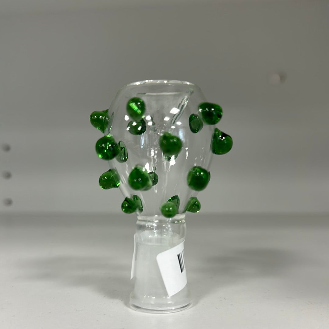 Clear Bowl w/Green Dots 14mm FEMALE