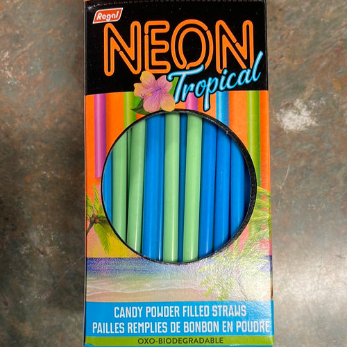 Neon Tropical Candy Filled Straw