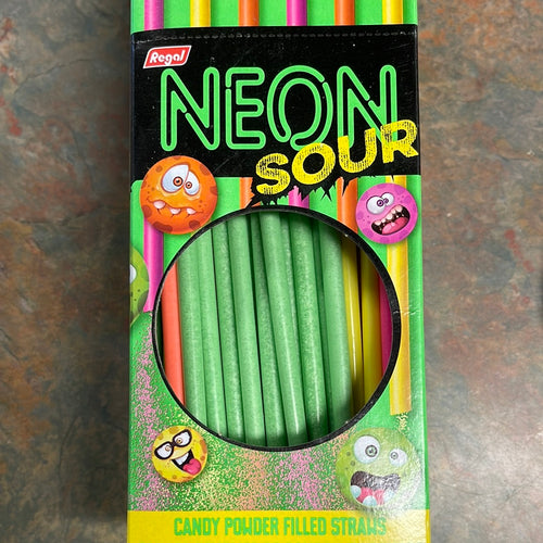 Neon Sour Candy Filled Straw